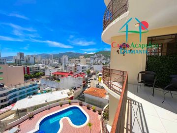Departamento con terraza y vista a las áreas comunes