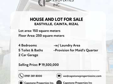 FOR SALE: BRAND NEW 4 Bedroom House and Lot in Eastville, Cainta, Rizal (Inside Filinvest East)