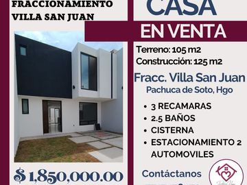 🔴CASA EN VENTA CON FACIL ACCESO A LA SALIDA CDMX🔴 💎💎🏡🏡 Fracc. Villa San Juan, Pachuca de Soto, Hgo🏠 💎