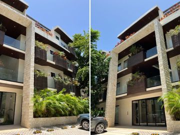 Condominio de dos pisos, frente a la alberca, comunidad con acceso al mar, venta, Sirenis, Tulum.