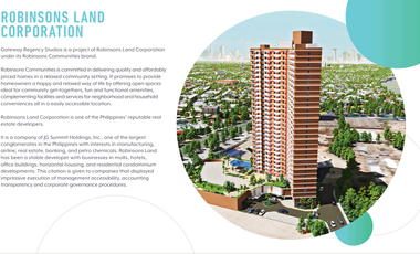 GATEWAY REGENCY STUDIOS BY RLC PIONEER MANDALUYONG NEAR EDSA MRT ORTIGAS MAKATI
