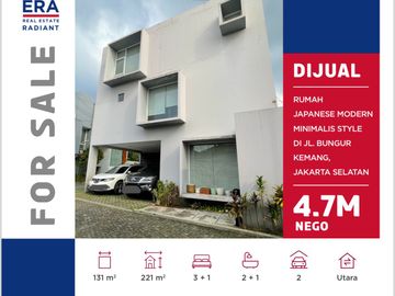 Rumah Japanese 3 Lantai di Jl. Bungur, Kemang, Jaksel