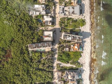 Departamento con alberca privada, acceso al mar, c;ub de playa, en venta, Tankah, Tulum.
