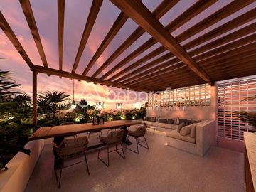 Idyllic Ibiza-Style Villa with Rice Field View from Rooftop and 15 Minutes from Pererenan Beach