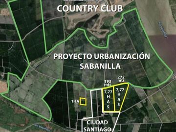 Venta 7.7 Has Nuevo Samborondon, colinda con  Proyecto Ciudad- Santiago,   cerca del Hospital Santiago, Country-Club, colegio Aleman. etc
