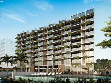 Condo con terraza con casa club y parques, vista a lago, en Cancun, Quintana Roo Mexico. Fase 2