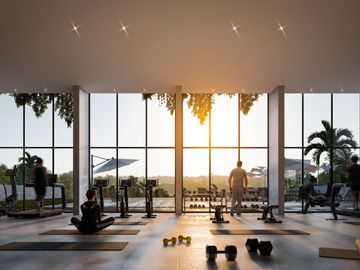 Condo con terraza con casa club y parques, vista a lago, en Cancun, Quintana Roo Mexico. Fase 2