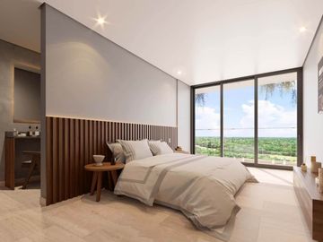 Condo con terraza con casa club y parques, vista a lago, en Cancun, Quintana Roo Mexico. Fase 2