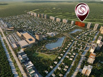 Condo con terraza con casa club y parques, vista a lago, en Cancun, Quintana Roo Mexico. Fase 2