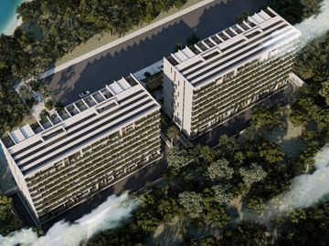 Condominio con terraza, con casa club y parques, vista a lago, en Cancun, Quintana Roo Mexico. Fase 2