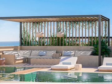 Condo con Balcon, infinity pool y Jacuzzi con vista al mar en venta,  zona centro, en Cozumel, Quintana Roo.