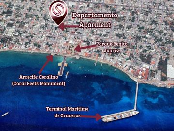 Condo con Balcon, infinity pool y Jacuzzi con vista al mar en venta,  zona centro, en Cozumel, Quintana Roo.