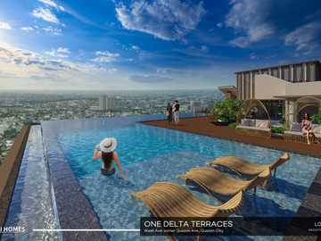 Studio Unit For Sale in One Delta Terraces near Solaire, Trinoma, UP, St. Luke's, MRT, Skyway