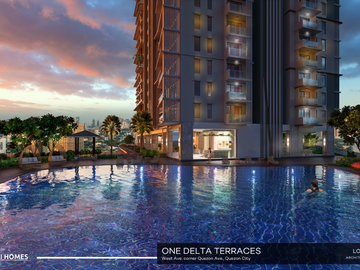 Studio Unit For Sale in One Delta Terraces near Solaire, Trinoma, UP, St. Luke's, MRT, Skyway