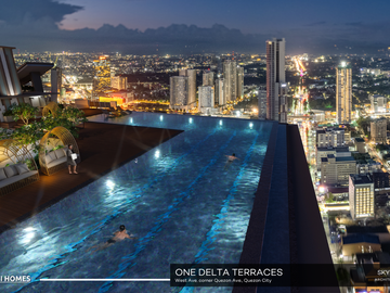 Studio Unit For Sale in One Delta Terraces near Solaire, Trinoma, UP, St. Luke's, MRT, Skyway