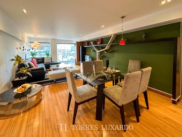 ALQUILER DE ELEGANTE Y MODERNO DEPARTAMENTO AMOBLADO DE 3 HABITACIONES Y 2 COCHERAS EN SAN ISIDRO