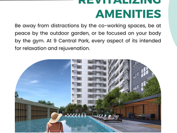 1 Bedroom Condo for Sale in 9 Central Park for as LOW as P9,000 per month at Zero Interest! No Downpayment!