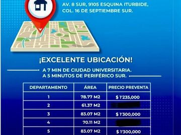 Vendo Departamentos a pie de Calle cerca de Cu y 16 de Septiembre