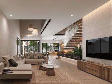 Villa con jardín Terraza y Casa club con muchas amenidades, en venta, Mayakoba, Playa del Carmen.
