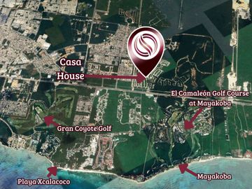 Villa con jardín Terraza y Casa club con muchas amenidades, en venta, Mayakoba, Playa del Carmen.