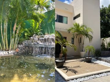 Casa con terraza, jardín y alberca privada, en venta, Villa Magna, Cancun.