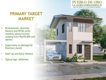For Sale Single Detached House 2 Bedroom with Carport San Fernando in Pueblo De Oro La Aldea Fernandina II