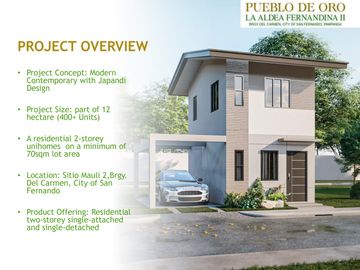 For Sale Single Detached House 2 Bedroom with Carport San Fernando in Pueblo De Oro La Aldea Fernandina II