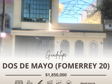 Casa en VENTA en Col. Dos de Mayo, Guadalupe, casi esquina c/Eloy Cavazos, 2 Recámaras en PB, con 30m² de patio y 57m² de terraza