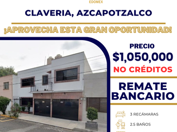 VENTA DE CASA EN RECUPERACION BANCARIA EN IGNACIO ALLENDE, CLAVERIA, AZCAPOTZALCO, CDMX, C.P. 02080.