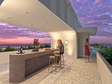 Departamento frente al mar, alberca común, rooftop, en venta, Telchac, Yucatán