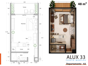 Departamento en pre-venta de 1REC a 2min del mar caribe en Puerto Morelos