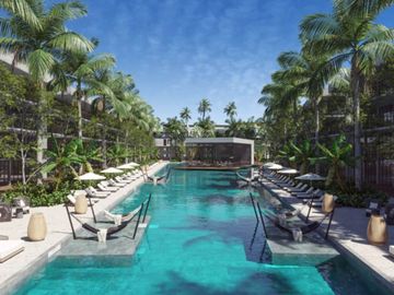 Departamento con alberca, pet park venta en Playacar, Playa del Carmen.