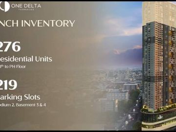 PROMO 3% Discount ONE DELTA TERRACES - CONDO IN QUEZON CITY near Solaire North, MRT Quezon Ave., Vertis North, GMA, Centris, Trinoma, SM  North