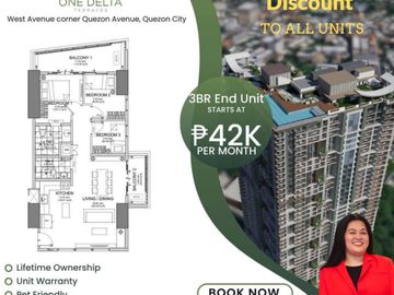 PROMO 2% Discount ONE DELTA TERRACES - CONDO IN QUEZON CITY near Solaire North, MRT Quezon Ave., Vertis North, GMA, Centris, Trinoma, SM  North
