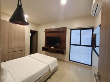 Departamento en venta de 1 habitación, 2 baños completos, Distrito corazón Playa del Carmen, QUintana Roo, a pocos pasos de la quinta avenida.