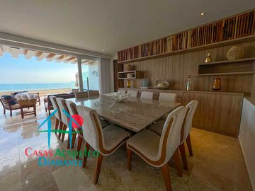 Depa en renta mensual con amplia terraza, alberca, jacuzzi privado y vista frontal al mar