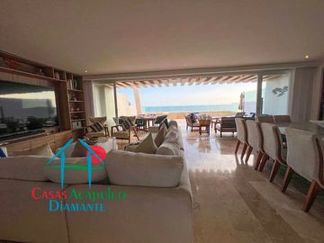 Depa en renta mensual con amplia terraza, alberca, jacuzzi privado y vista frontal al mar