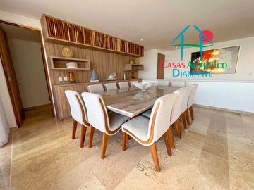 Depa en renta mensual con amplia terraza, alberca, jacuzzi privado y vista frontal al mar