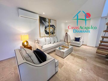 Depa en renta mensual con amplia terraza, alberca, jacuzzi privado y vista frontal al mar