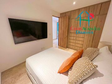 Depa en renta mensual con amplia terraza, alberca, jacuzzi privado y vista frontal al mar