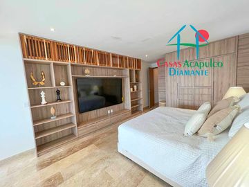 Depa en renta mensual con amplia terraza, alberca, jacuzzi privado y vista frontal al mar