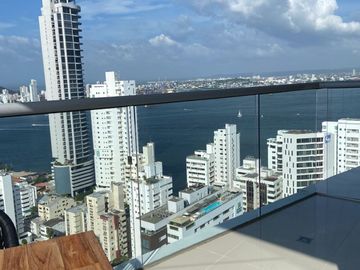 APARTAMENTO EN VENTA VISTA AL MAR PISO ALTO EN BOCAGRANDE, CARTAGENA