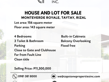 A Beautiful Modern Single Detached House and Lot for Sale in Monteverde Royale, Taytay, Rizal
