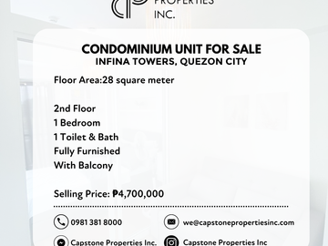 Brand New Condominium Unit For Sale in Infina Towers, Quezon City