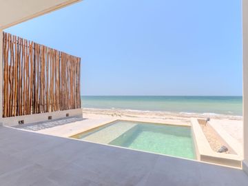 Lujosa Villa frente al mar de Telchac Puerto con 3 habitaciones