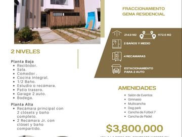 CASA EN VENTA FRACCIONAMIENTO GEMA RESIDENCIAL PACHUCA DE SOTO HIDALGO