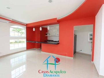 Departamento en renta con terraza, vista a la alberca y áreas comunes