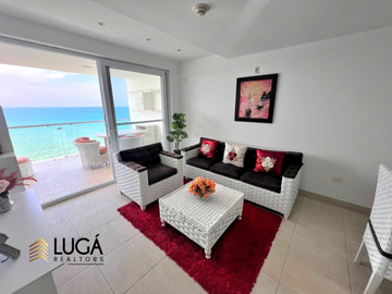 Departamento totalmente amoblado frente al mar en venta, sector playa Murciélago, edificio cuenta con generador de luz propio,  Manta, Ecuador