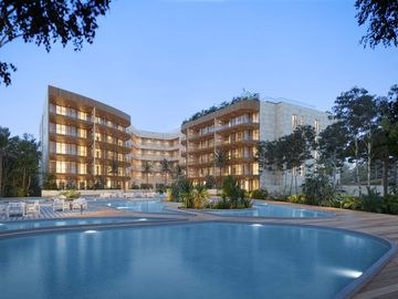 Departamento con alberca, terraza, simulador de golf, en venta, Puerto Cancun, Cancun.