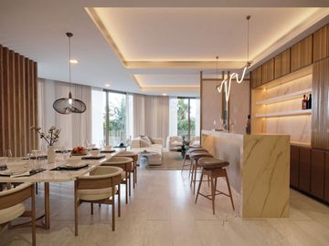 Departamento con alberca, terraza, simulador de golf, en venta, Puerto Cancun, Cancun.
